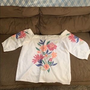 Ann Taylor Women’s Embroidered Off Shoulder Blouse